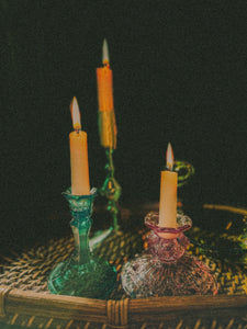 Green Modern Shaped Glass Candlestick