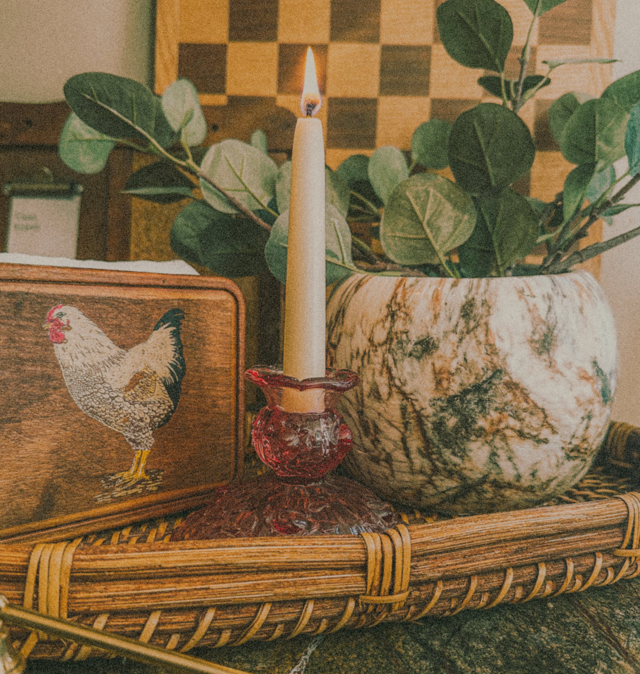 Rose Glass Multi-Use Candlestick
