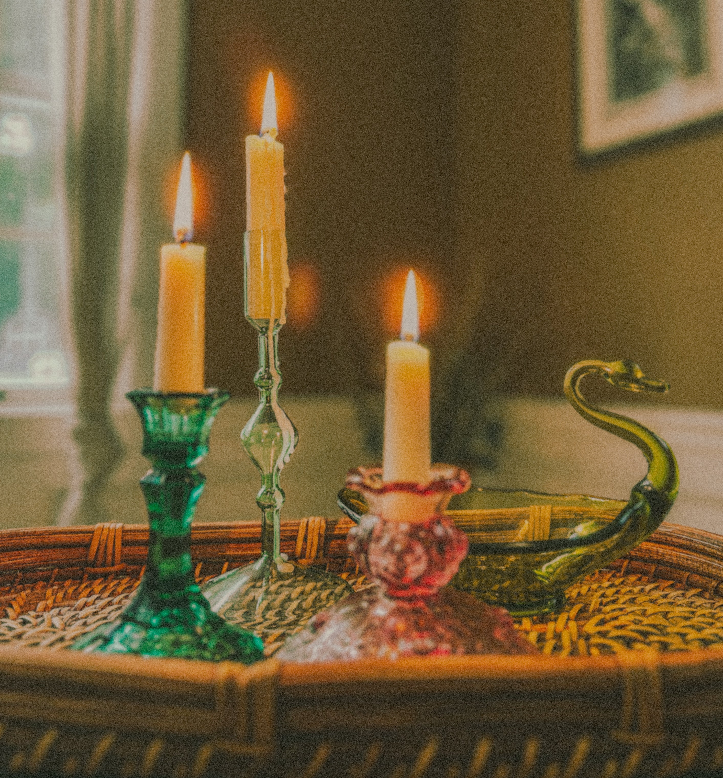 Emerald Glass Candlestick