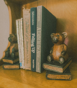 Wooden Carved Teddy Bear Bookends