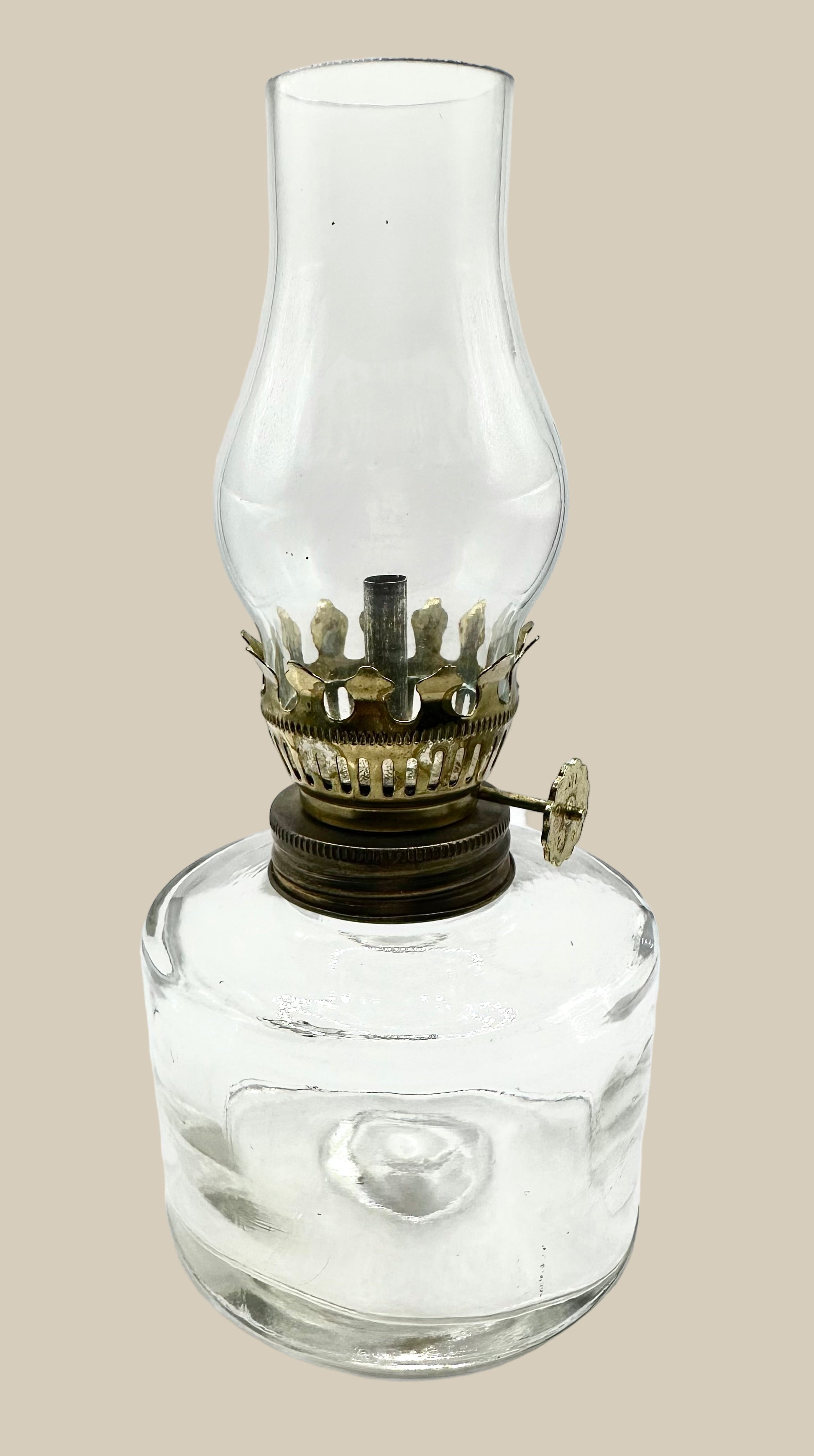 Oil Lamp with Brass Embellishments