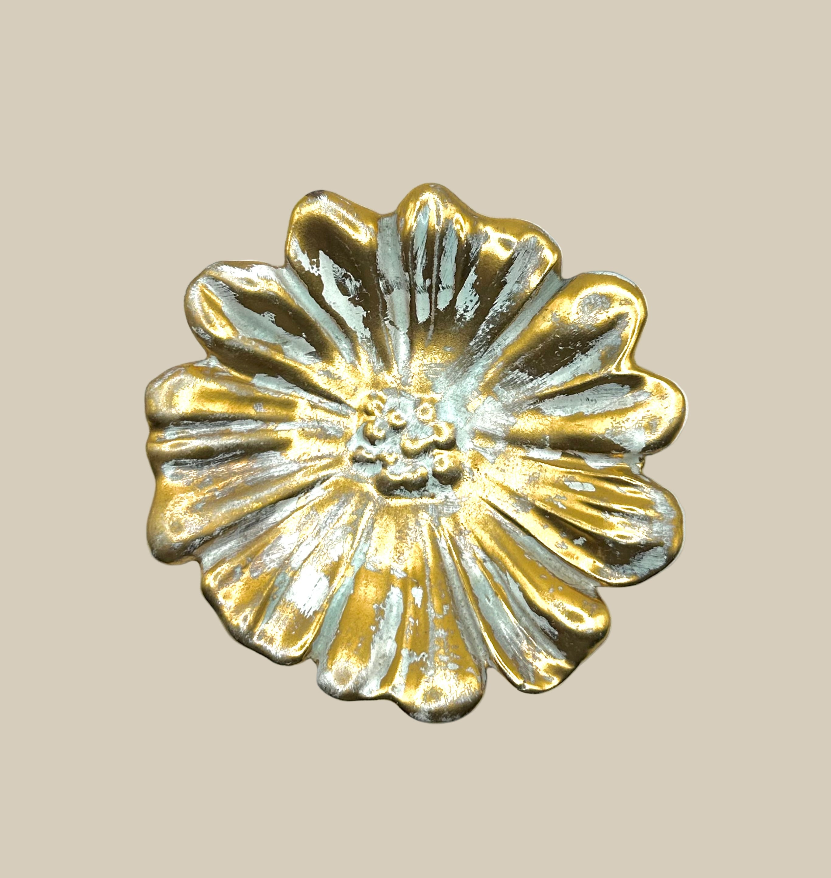 Flower Gold and Teal Trinket Dish