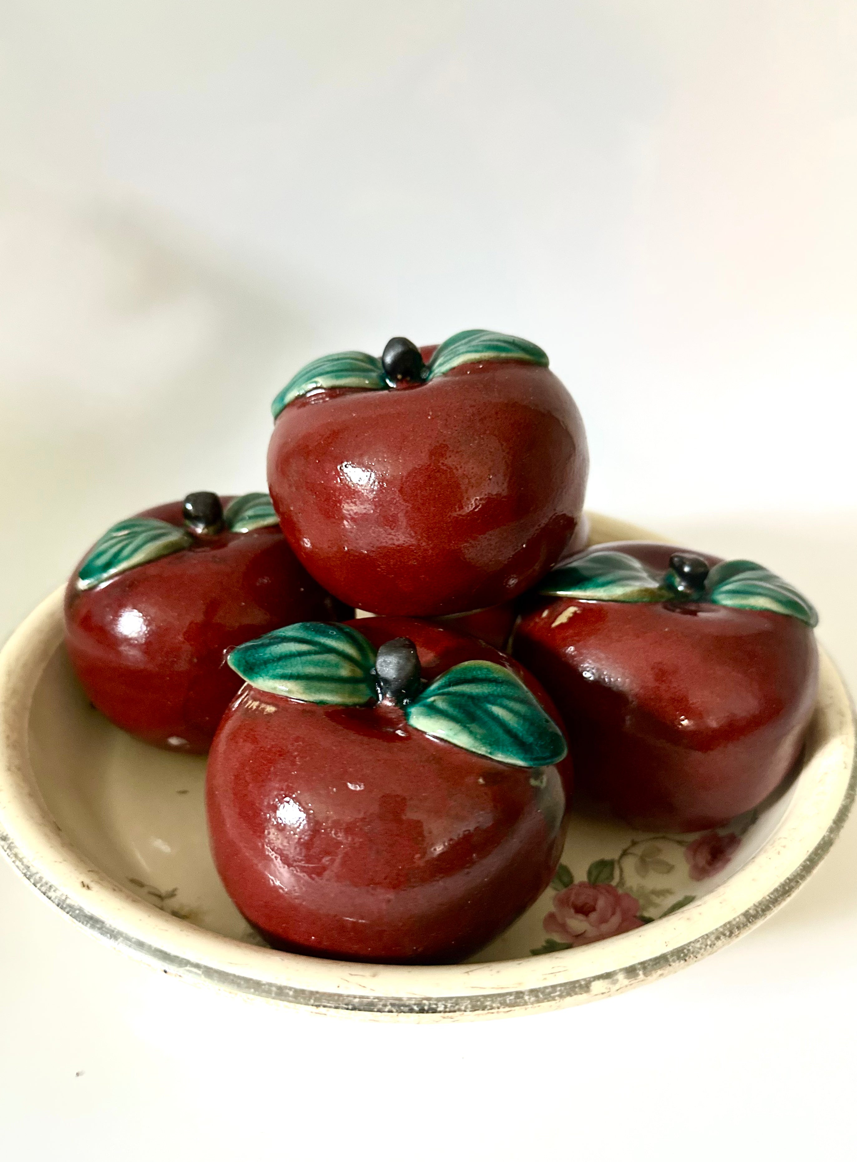 Hand Pained Ceramic Apples 5 Count