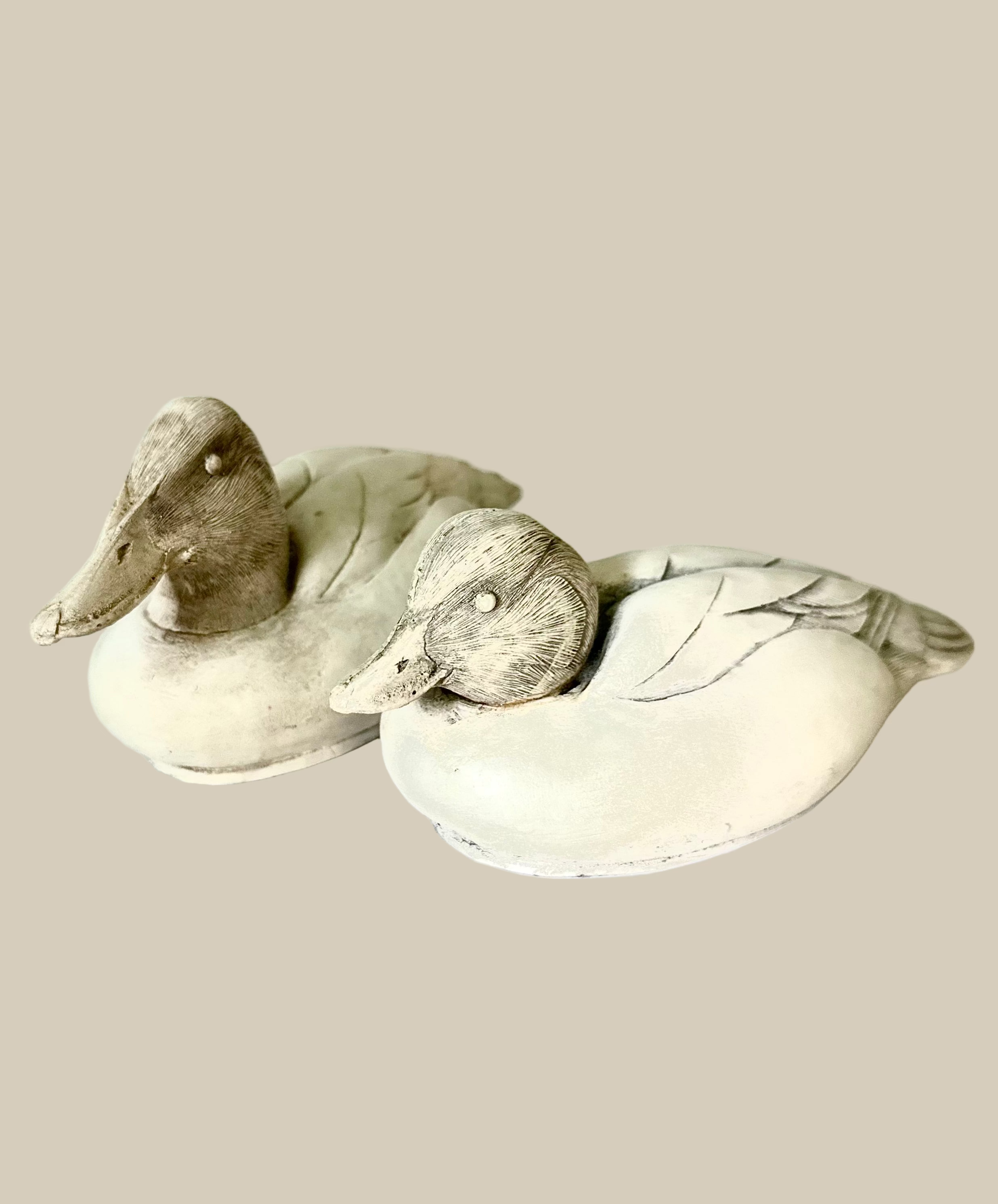 Wooden and Ceramic Duck Duo