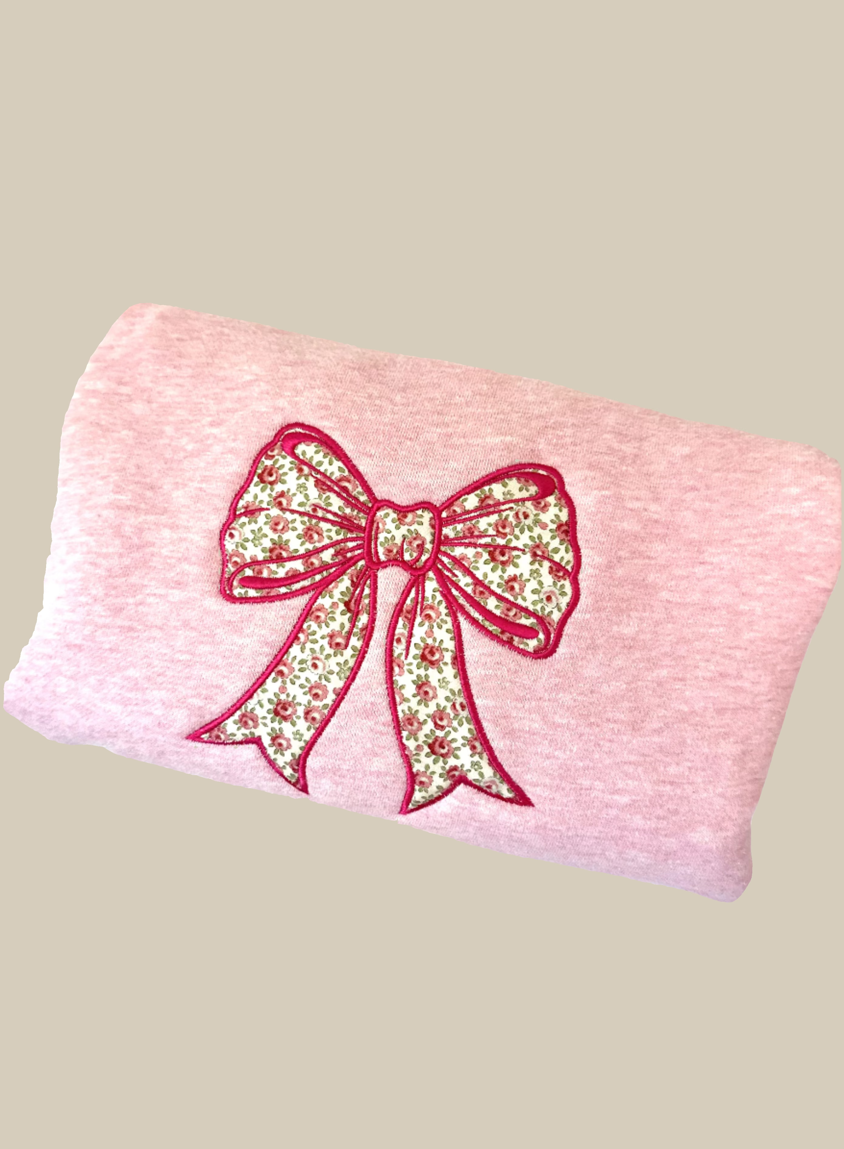 Pink Bow Applique Crewneck