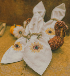 Sunflower Embroidered Napkin Set (4 Count)