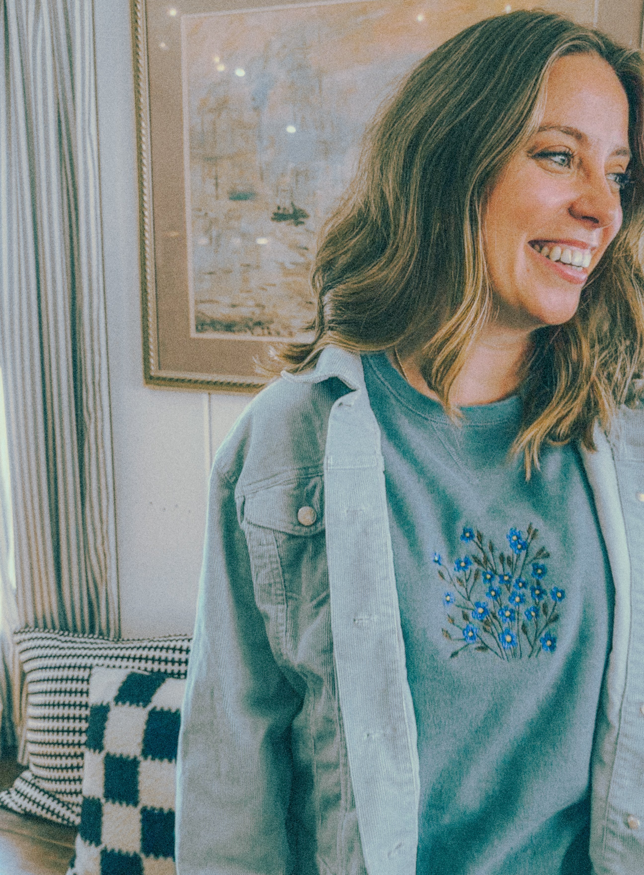 Blue Wildflower Crewneck