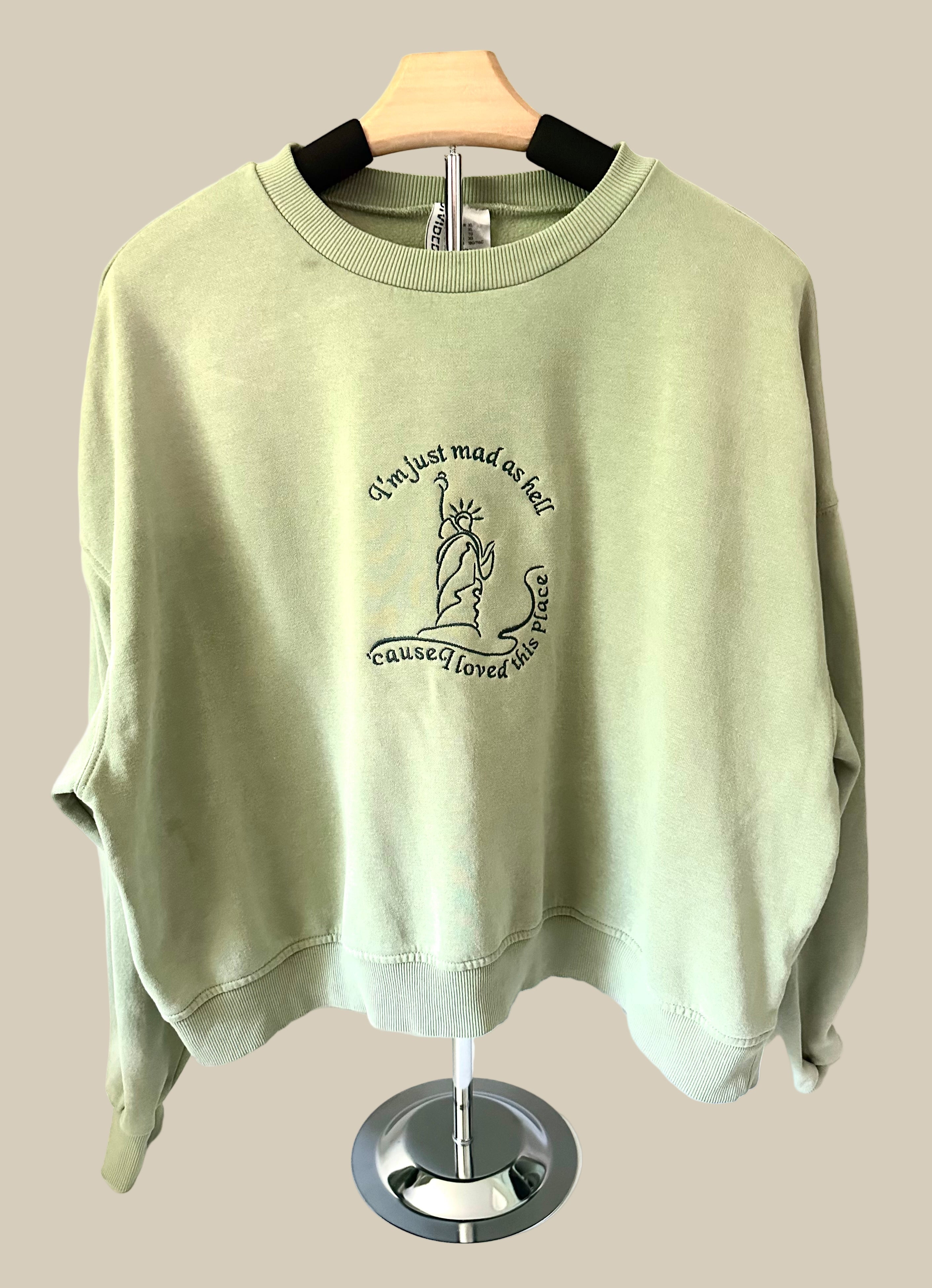 Mad As Hell Green Crewneck