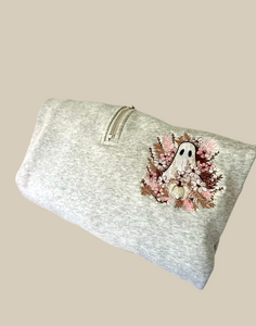 Light Grey Floral Ghost Quarter Zip