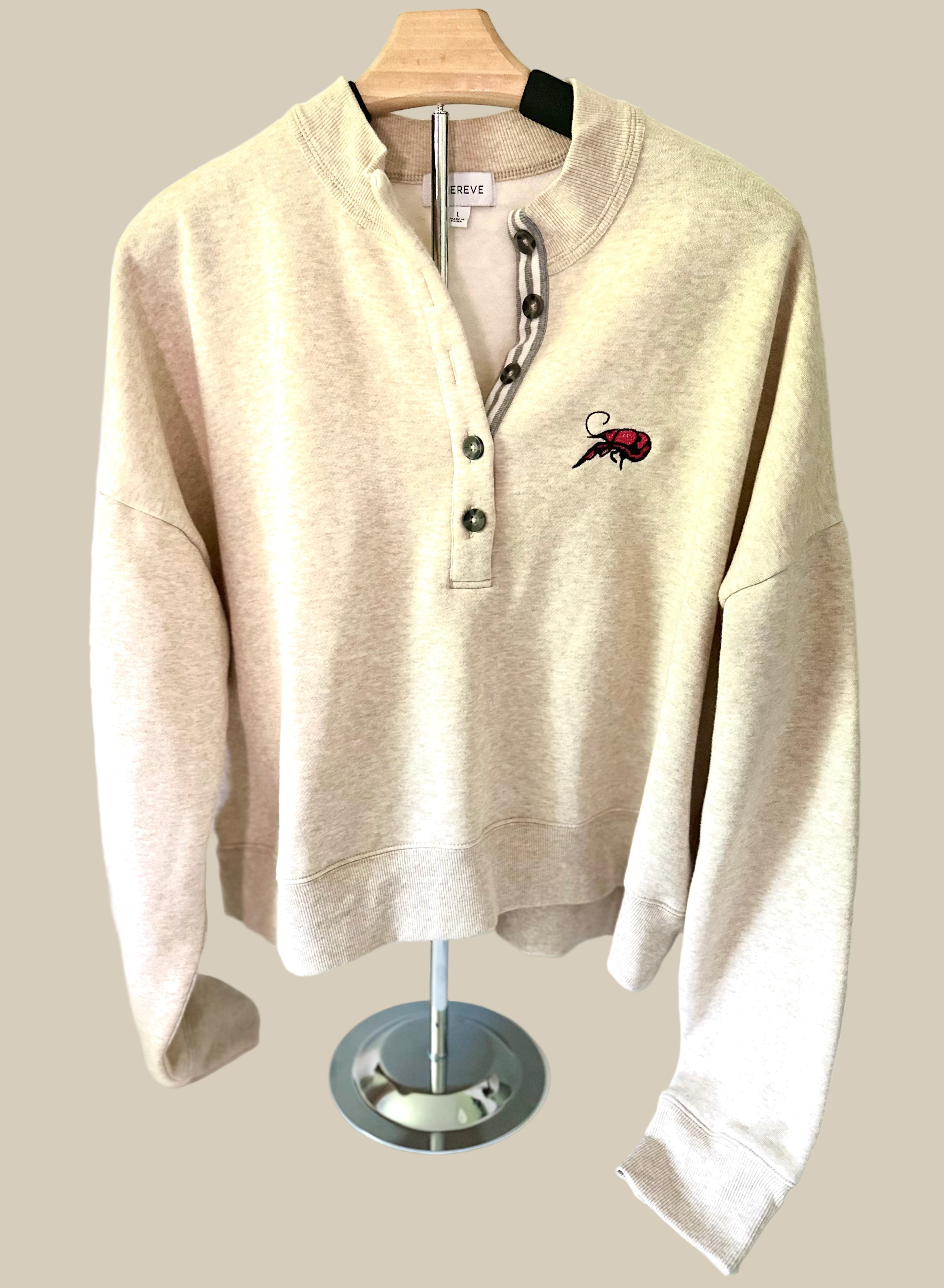 Crawfish Quarter Button Down Crewneck