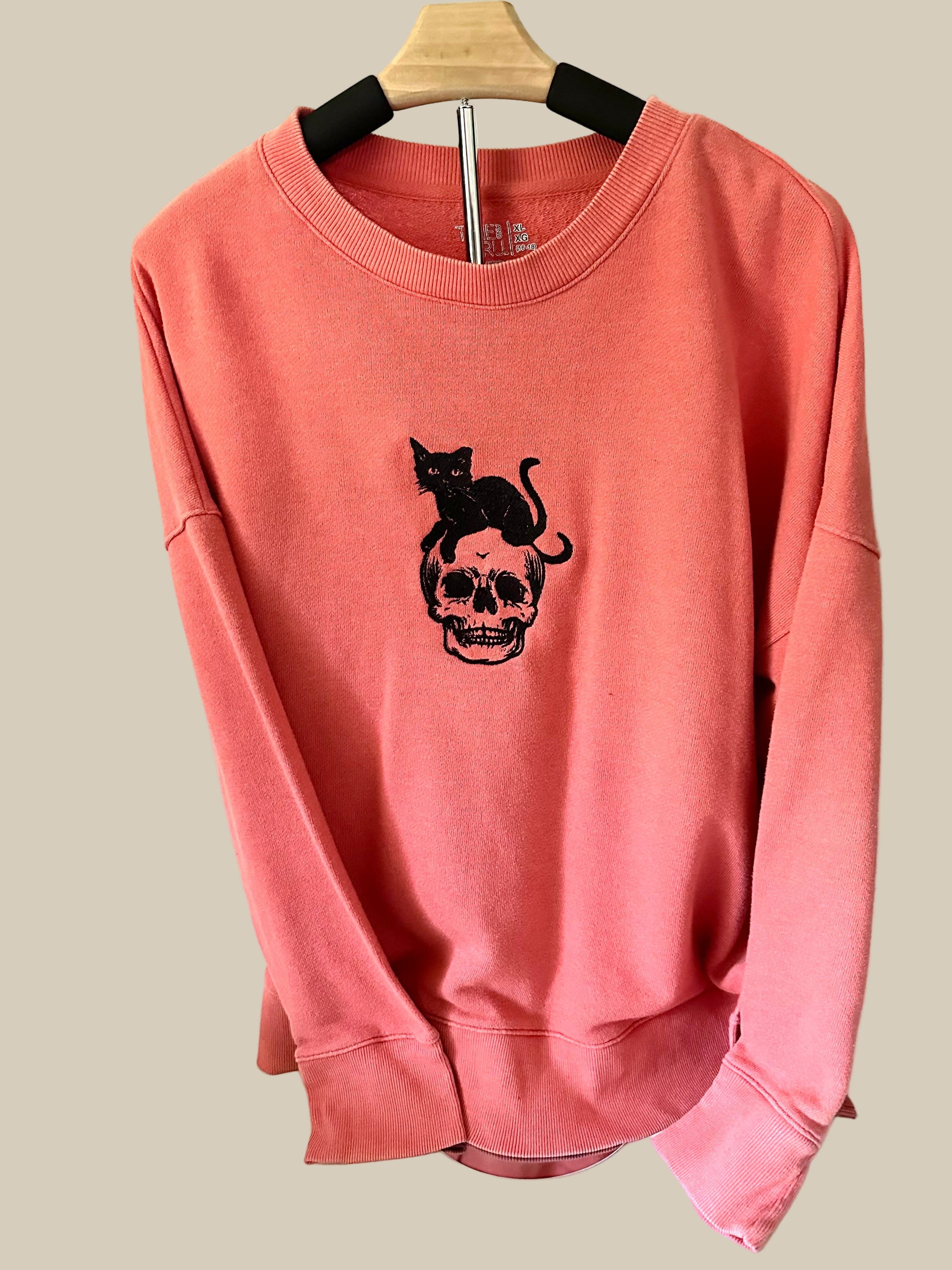 Cat Skull Orange Crewneck