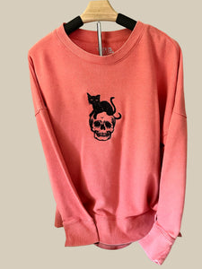 Cat Skull Orange Crewneck