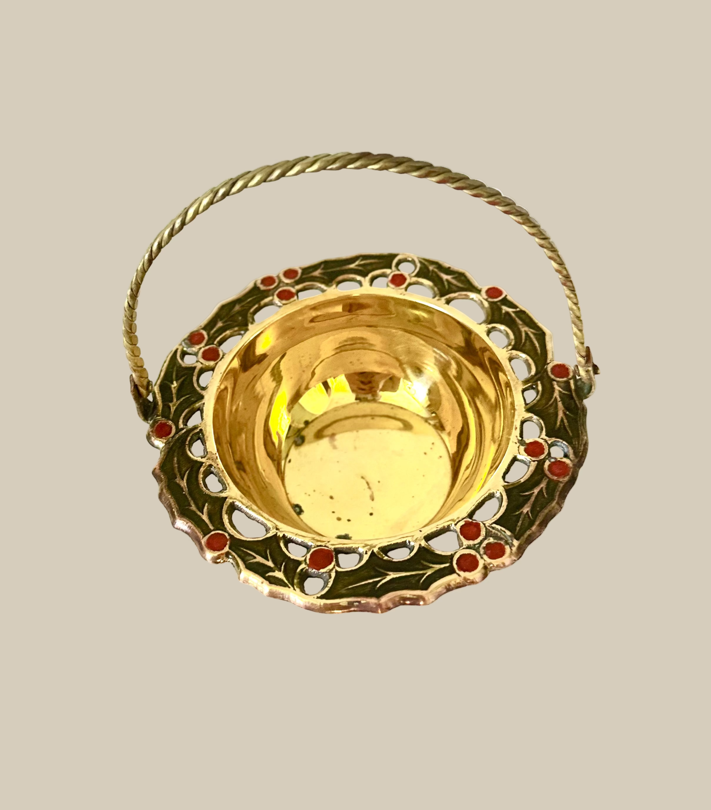 Brass Holly Trinket Bowl