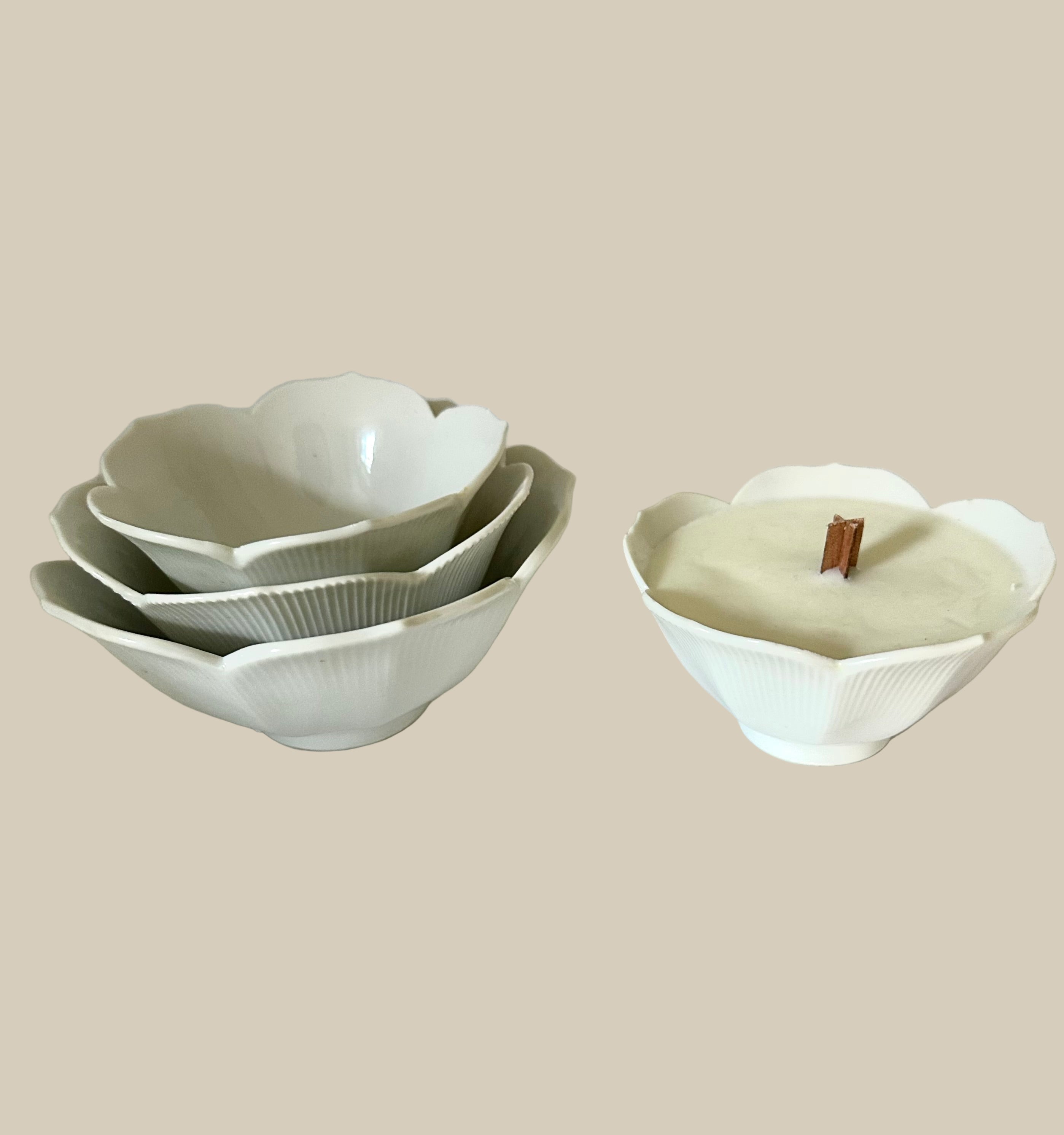 Floral Candle and Nesting Bowl Set