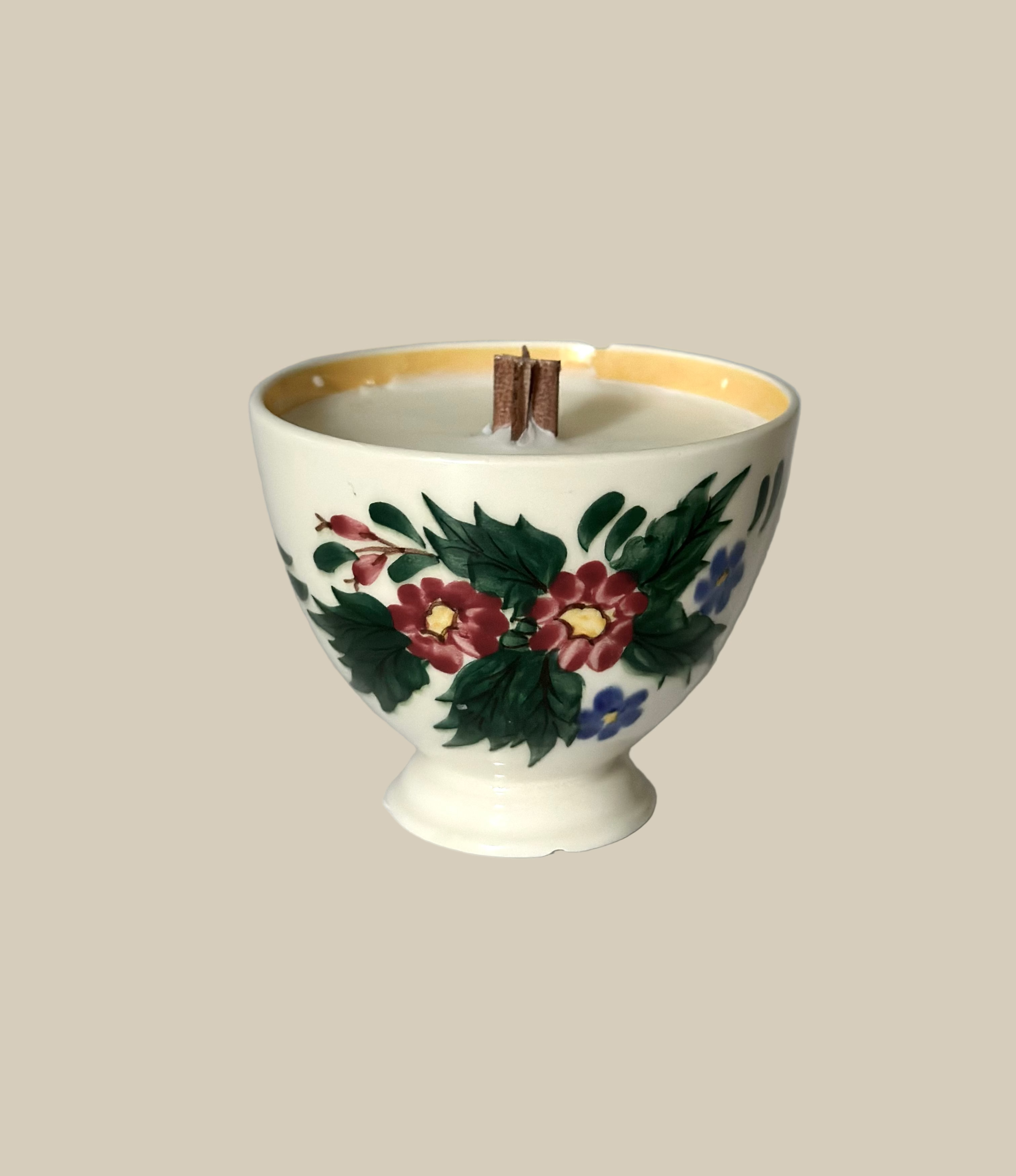 Floral Chipped Cup Soy Wax Candle