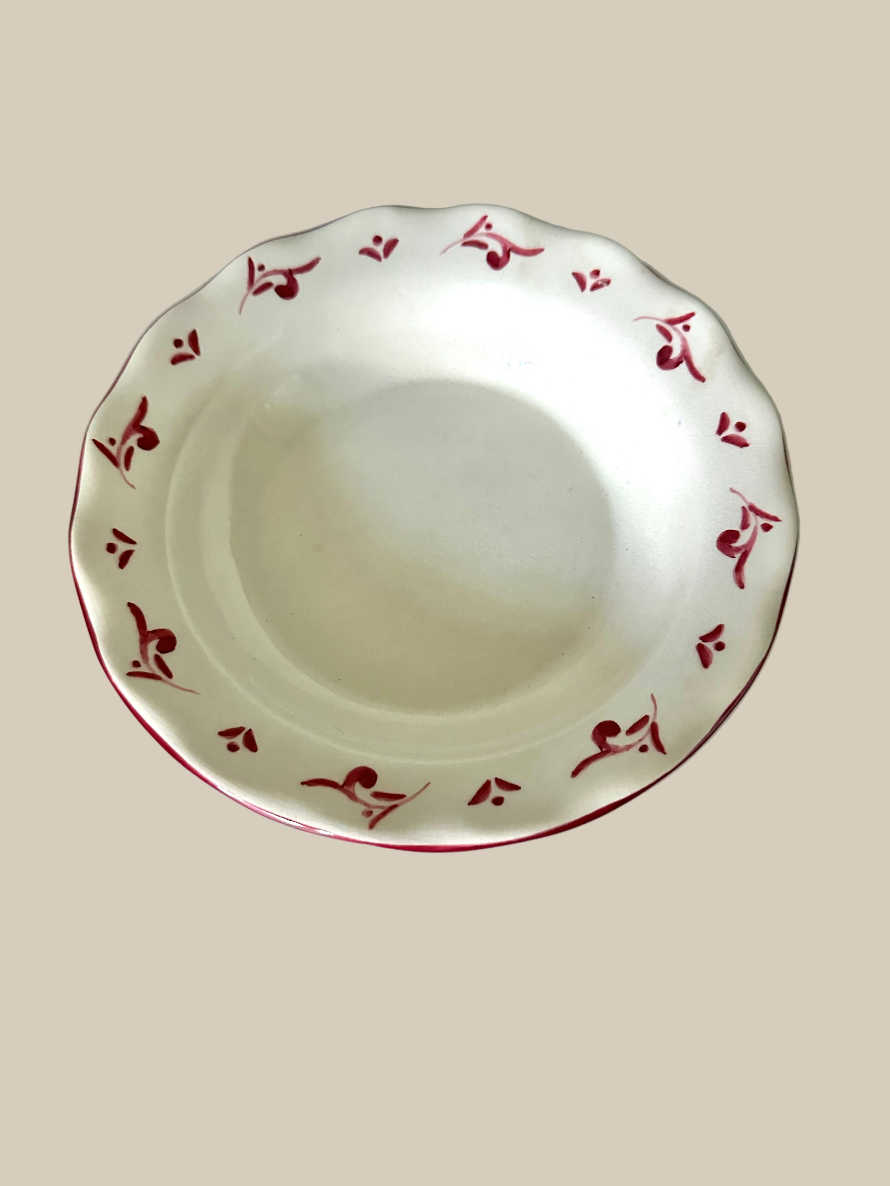 Red and White Ceramic Bowl