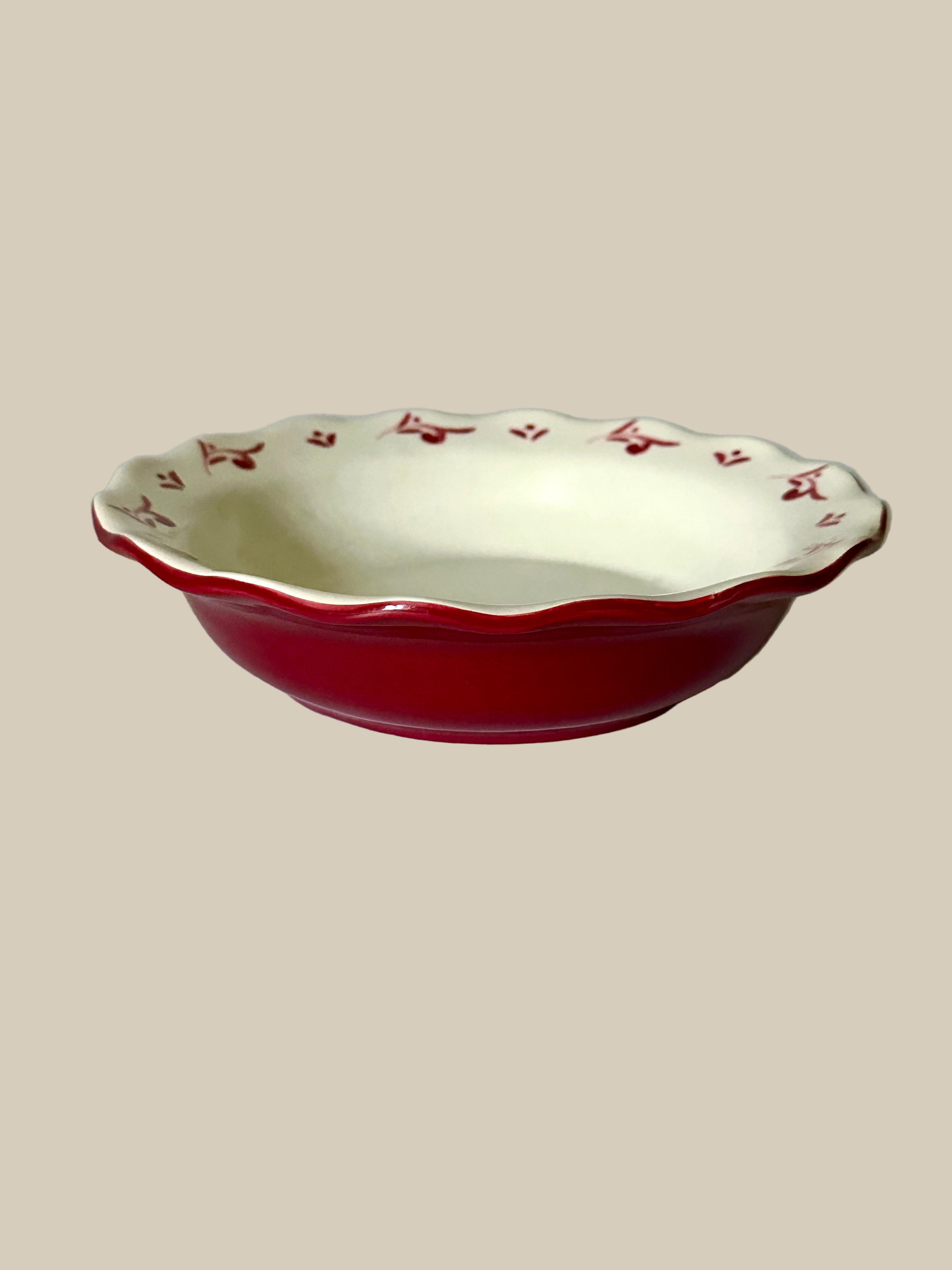 Red and White Ceramic Bowl