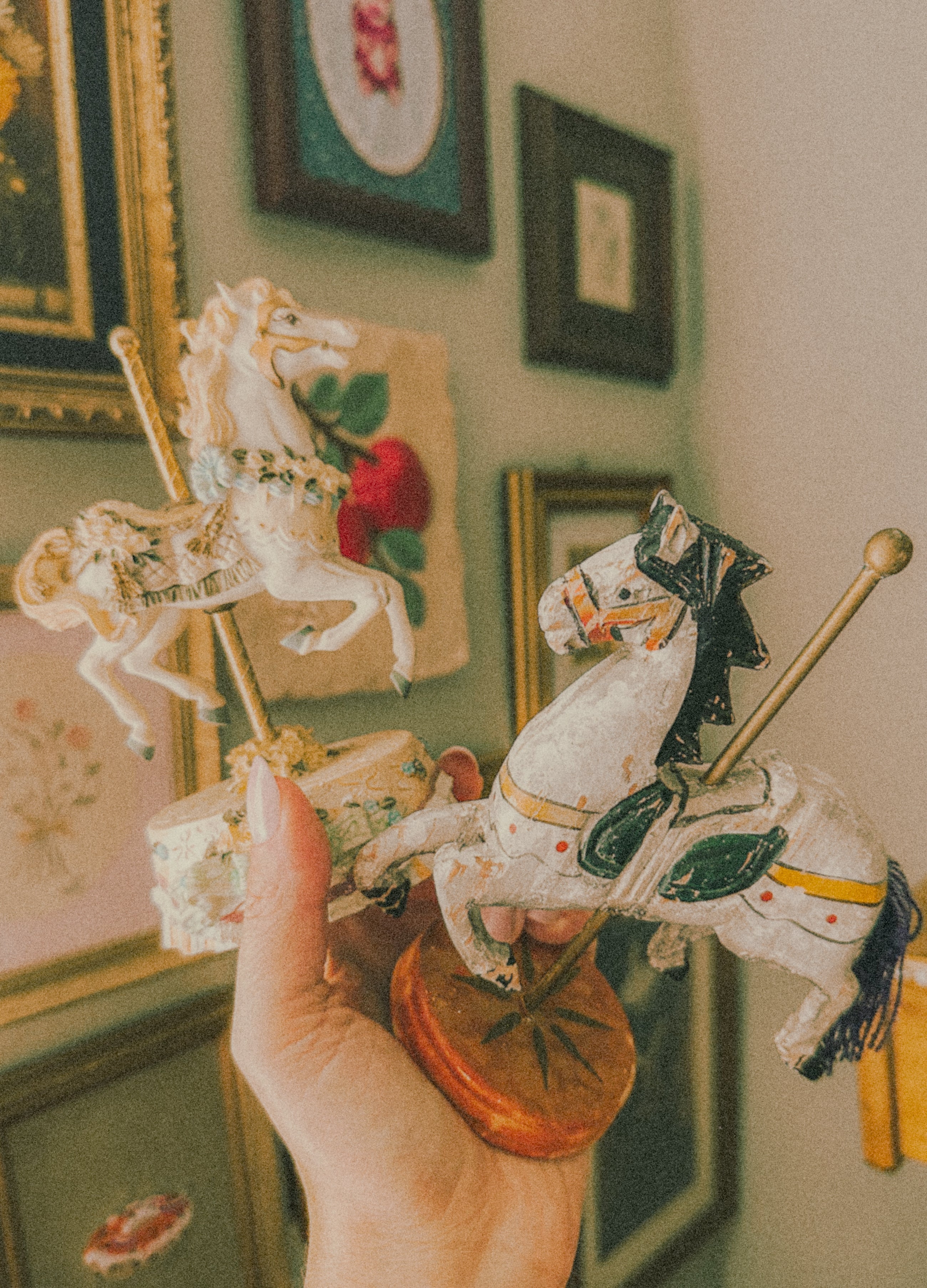 Glass Carousel Horse Trinket